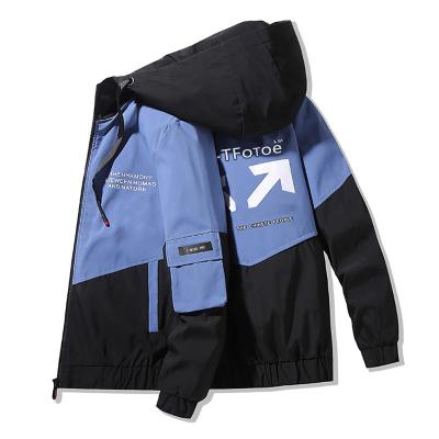 China Custom logo windproof anorak jacket for mens winter jacket zipper color waterproof windproof hooded block loose fit plus size mens coat for sale