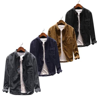 China High Quality Breathable Corduroy Jacket Men Streetwear Flannel Shirt Jacket Plus Size Jackets for sale