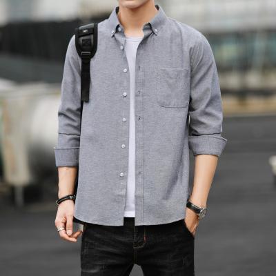 China New Arrival Anti-pilling Autumn Casual Men&'s Shirts Solid Color Long Sleeve Business Formal Style Slim Fit Mens Dress Shirts for sale