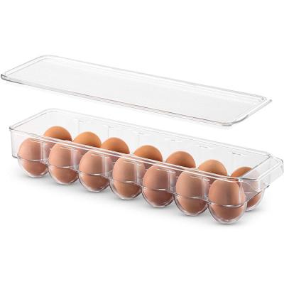 China 2023 14 Grids Viable Good Quality Egg Storage Box Fridge Acrylic Plastic Egg Container for sale