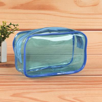 China Customized Durable Clear PVC Vinyl Plastic Square Piping Women Travel Cosmetic Bag for sale