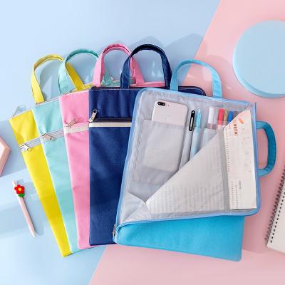 China High Quality Oxford Cloth Recyclable Large Capacity School Office Bag Folder Zipper Bag A4 Document Folder Gifts For Students for sale