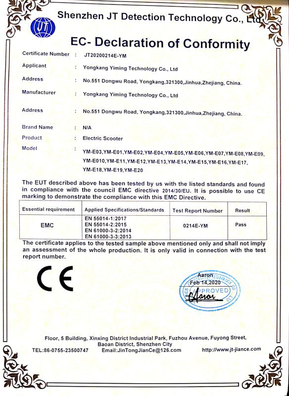 CE - Yongkang Yiming Technology Co., Ltd.