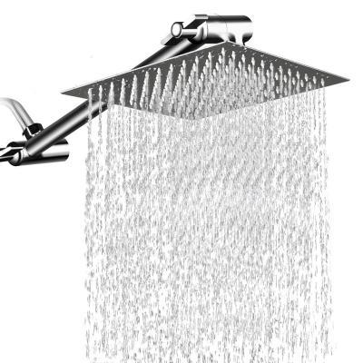 China Needle Free 12 Inch Fit Rainfall Showerhead With 11 Inch Adjustable Extension Arm, Large Stainless Steel High Pressure Shower Head, Ultra T for sale