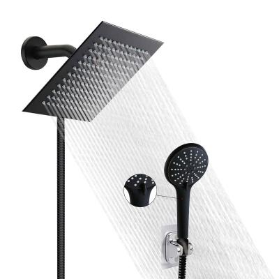 China With Ultra Slim Diverter Rainfall Shower Head With Matte Black Hand Held Combo Set for sale