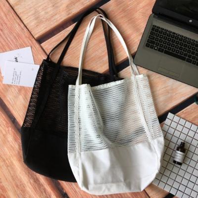 China Grocery 190t Mesh Tote Bags Polyester Shopping Bag Foldable Reusable 100% Eco-friendly Customs/Factory Reusable for sale