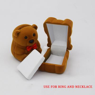 China Fashionable/Handmade High-Grade Velvet Boxes Little Bear Design Ring Pendant Necklace Jewelry Gift Box for sale