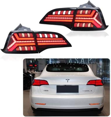 China Autolamp Glistuning Modified Sequential Supply LED Tail Lights For Model 3 Model Y 2017-2021 Dual Smoke ed Rear Lamp Reverse for sale