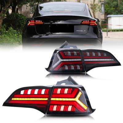 China Modified Autolamp Glistuning LED Tail Lights Compatible with Tesla Model 3 Y 2017-2020 Model Sequential Indicator Rear Lamp Assembly for sale