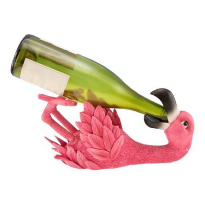 China Viable Custom Animal Shaped Funny Flamingo Wine Rack Resin Wine Holder Bar Supply for sale