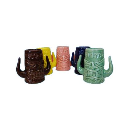 China Viable Ceramic Tiki Umbrella Mug Custom Promotion Porcelain Tiki Gift Crafts for sale