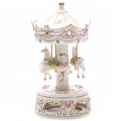 China Europe Custom Home Decoration Opens Girl Ceramic Pink Music Box Gift for sale