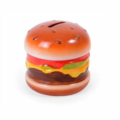 China Creative Ceramic Money Saving Pot/Box Piggy Bank Safe Hamburger Shaped Money Saving Box High Quality Money Organizer Box for sale