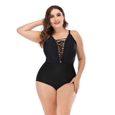 China Breathable Women's One Piece Swimwear Lace Up Monokini Criss Cross Sexy Bathing Suits Plus Size Swimwear and Beachwear for sale