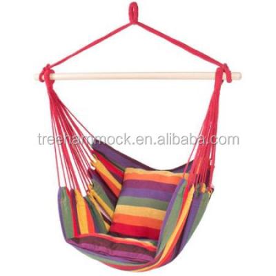 China Traditional Hanging Swing Chair Two Cushions Porch Canvas Hammock Hanging Chair for sale