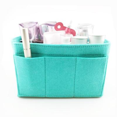 China Fashion Ladies Cosmetic Bag Handbag Detachable Felt Storage Bag for sale