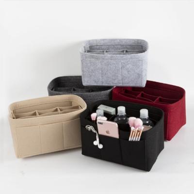 China Fashion Felt Cloth Insert Cosmetic Travel Felt Makeup Cosmetic Bag for sale