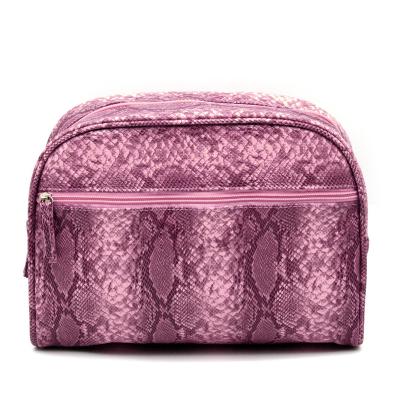 China Lady Hot Sale Luxury Customized Logo Snake Pu Ladies Cosmetic Bag Makeup Pouch for sale