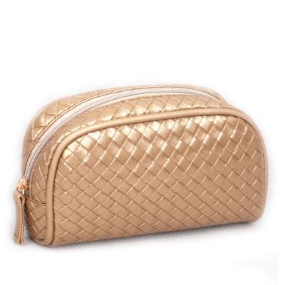 China Custom PU Ladies Large Capacity Metallic Logo Cosmetic Bag Pouch Makeup Cosmetic Pouch for sale