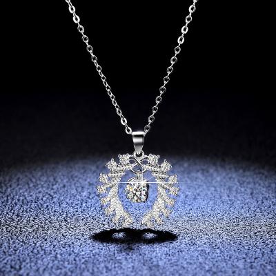 China 925 Sterling Silver Round Cut Created Moissanite Diamonds Gemstone Necklace Engagement Fashion Jewelry CLASSIC Dangle Pendants for sale