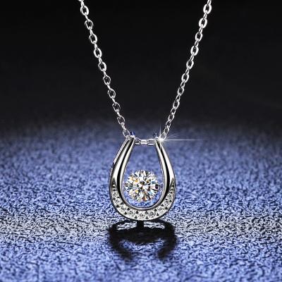 China Dancing Dancing CLASSIC Diamond Snowflake Necklace from Sterling Silver Claw Setting Round 5.0MM Moissanite from 18Inch Link Chain for sale