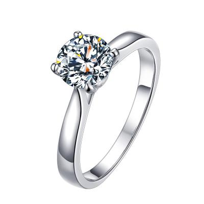 China 6.5mm Large CLASSIC Single Stone European VVS Moissanite Diamond 14k White Gold Moissanite Ring for sale