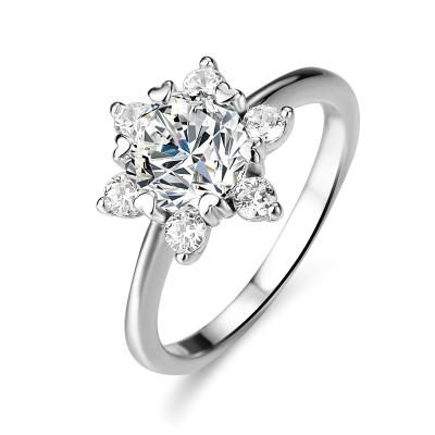 China CLASSIC Fashionable 1ct 18K Gold Flower Moissanite Ring S925 Wedding Ring With Certification for sale