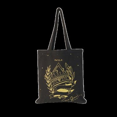 China Simple Black Logo Cotton Canvas Bag Cheap Reusable Shopping Bags Reusable Promotional Custom Printing For Gifts for sale