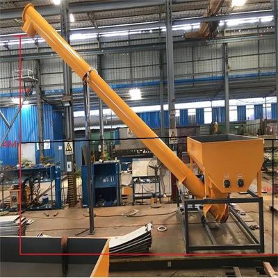 China Industrial Carbon Steel Screw Conveyors Stainless / Carbon Steel / Aluminum Inclined Conveyor With Feed Hopper For Grain And Powder for sale