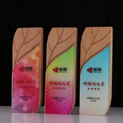 China Europe New Design Wood and Crystal Star Gift Trophy Award for sale