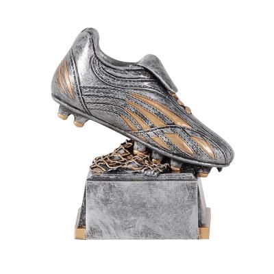 China Europe 2021 New Design Plated Soccer Sport Award Soccer Shoes Resin Trophy For Sport for sale