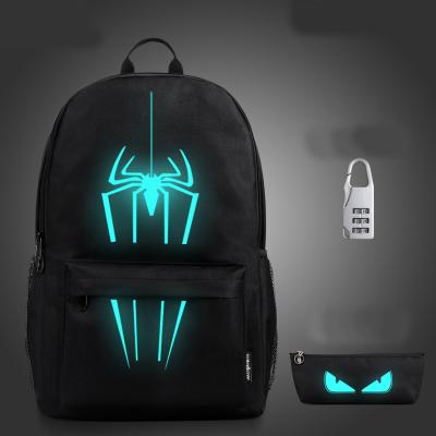 China New fashionable Korean style anti-theft nylon backpack with noctilucent tape leisure travel backpack bag with USB for sale