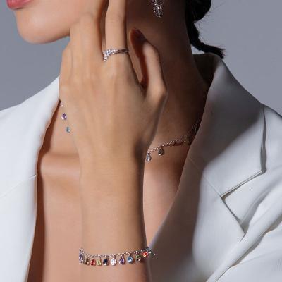 China Trendy Multicolor Bracelets Rhinestone Alloy Water Drop Crystal Bracelets Ladies Luxury Charm Best Hand Setting Price Women's Bracelets for sale