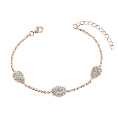 China Vintage Top Selling Fashion Luxury Silver Rose Gold Plating Cluster Setting Bracelet for sale