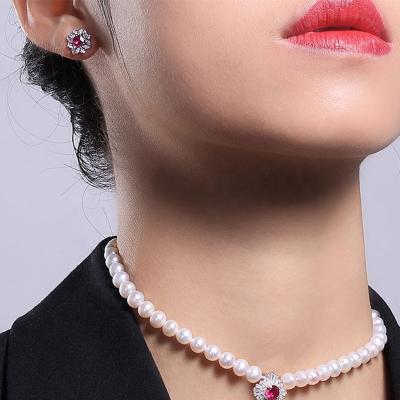 China Luxury Handcrafted Luxury High Quality Custom 925 Silver /Gold Elegant Jewelry Pearl Necklace Jewelry Set For Tendy Women for sale