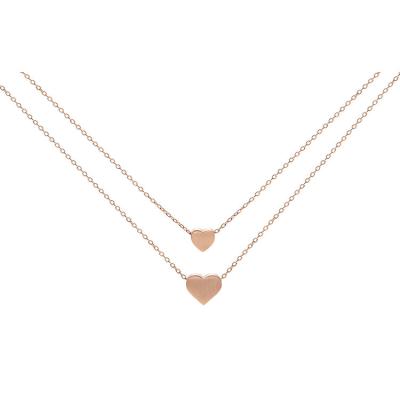 China Matte Newly Arrival Jewelry Double Chain Rose Gold Plated Heart Necklace For Women for sale