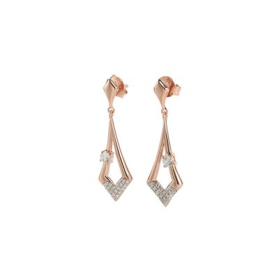 China Angel Fashion Design Luxury Fine Micro Arrangement Jewelry Rose Gold Plated White CZ Earrings for sale