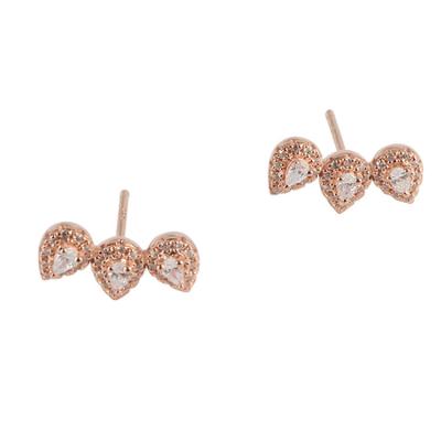 China Wholesale Fashion Jewelry Rose Plated Pear Shape Cluster Stud Polishing Finish Earrings for sale