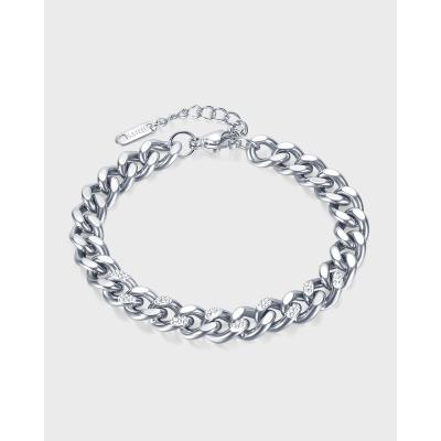 China High Quality Punk Mirror Polished Stainless Steel Jewelry Hip Hop Cuban Chain Bracelet For Men And Women for sale