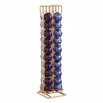 China Sustainable Black Silver Golden Iron Powder Coated Coffee Capsule Stand Rack For 40 Pack Nespresso for sale