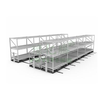 China Mobile Hydroponics Vertical Mobile Grow Rack System Rolling Bench For Greenhouse for sale