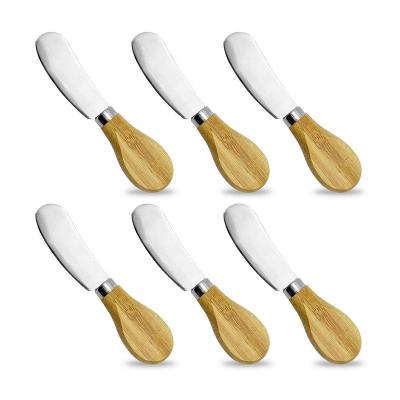 China Sustainable 5 Inch Stainless Steel Butter Knife Cheese Spreaders With Bamboo Handle Butter Spreader Knives Set for sale