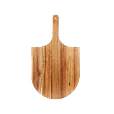 China 14 Inch Acacia Wood Pizza Skin Sustainable Pizza Paddle Bread Skin Serving Cutting Board With Handle Pizza Spatula Paddle for sale