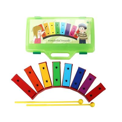 China Orff Educational Children Percussion Instrument Kindergarten Musical Instrument Colorful 8 Tone Metallophone With Portable Packing Box for sale