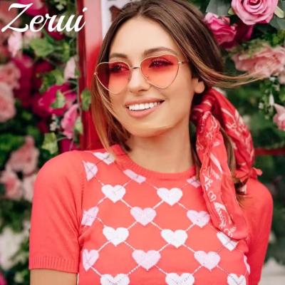 China Fashion Sunglasses Heart Polarized Metal Sunglasses Women Brand Designer Sun Glasses Female Retro Love Ladies Heart Shaped Glass UV400 for sale