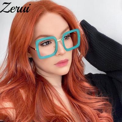 China Myopia Oversized Square Glass Women Men Fashion Transparent Optical Glasses Frames Female Clear Glasses for sale