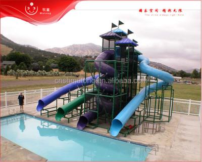 China Plastic playground 5 meter platform water slide kid pool with water slide play structure systems for sale