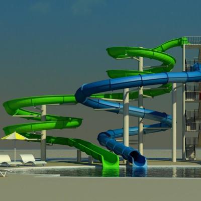 China Water parks new hot sales fiberglass barrel and sled combination fiberglass slides for water park for sale