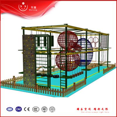 China Wooden Playground Rope Nets Indoor Playground For Adventure for sale