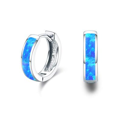 China Vintage Small Opal Huggies Blue Opal Hoop Ring Earrings for sale